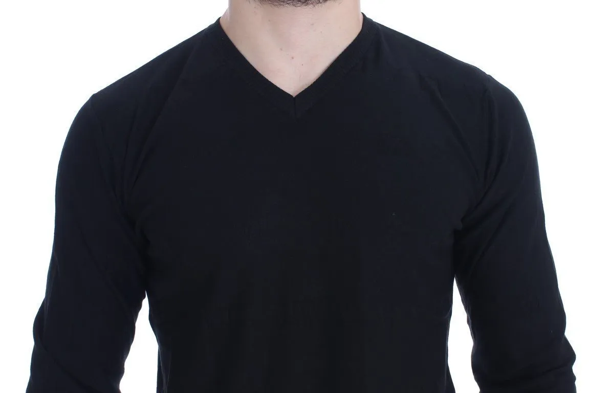 Black V-neck Pullover Sweater