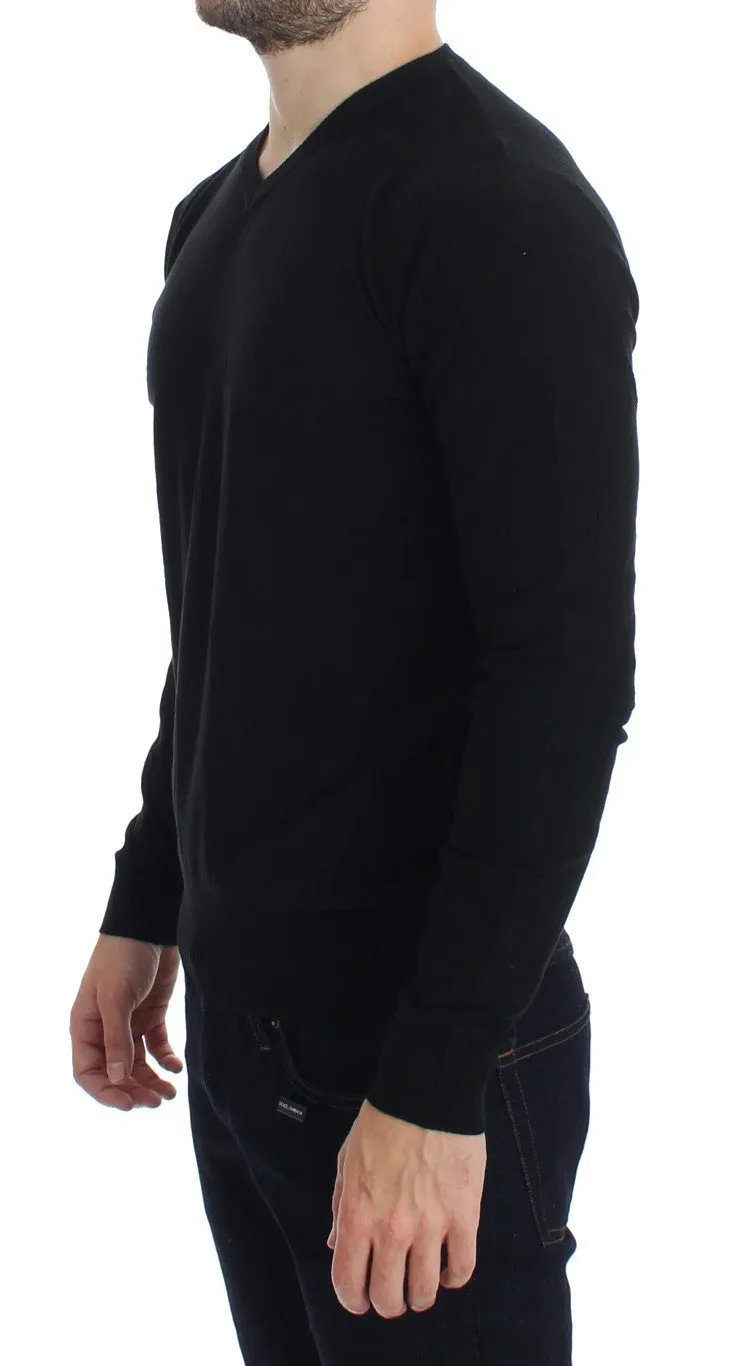 Black V-neck Pullover Sweater