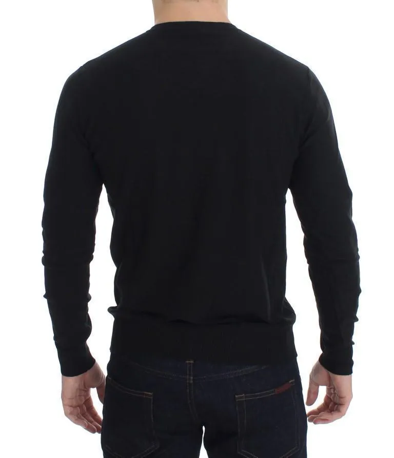 Black V-neck Pullover Sweater