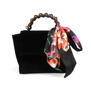 Black Velvet Top Handle Bag