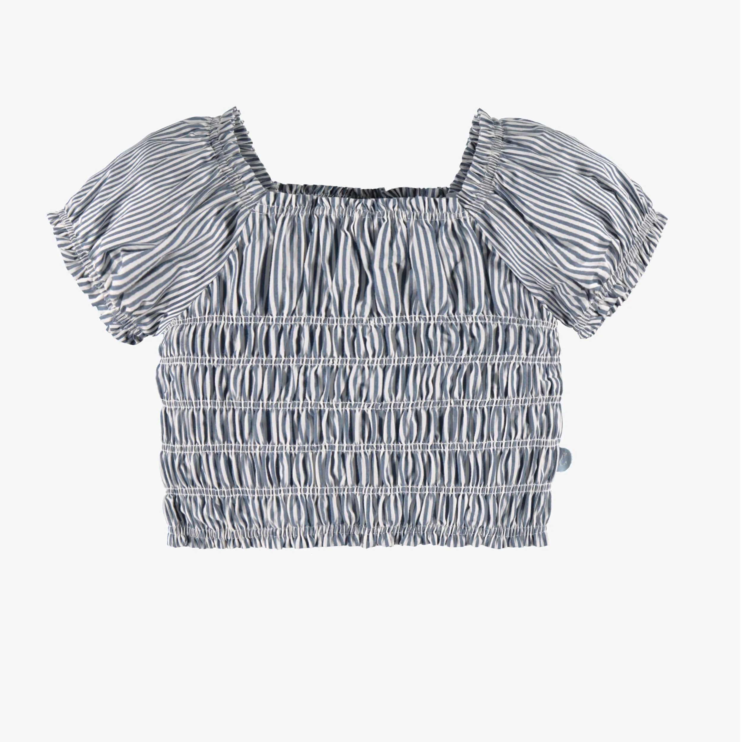 Blouse à rayures et nid d'abeille, enfant || Striped smocked blouse, child