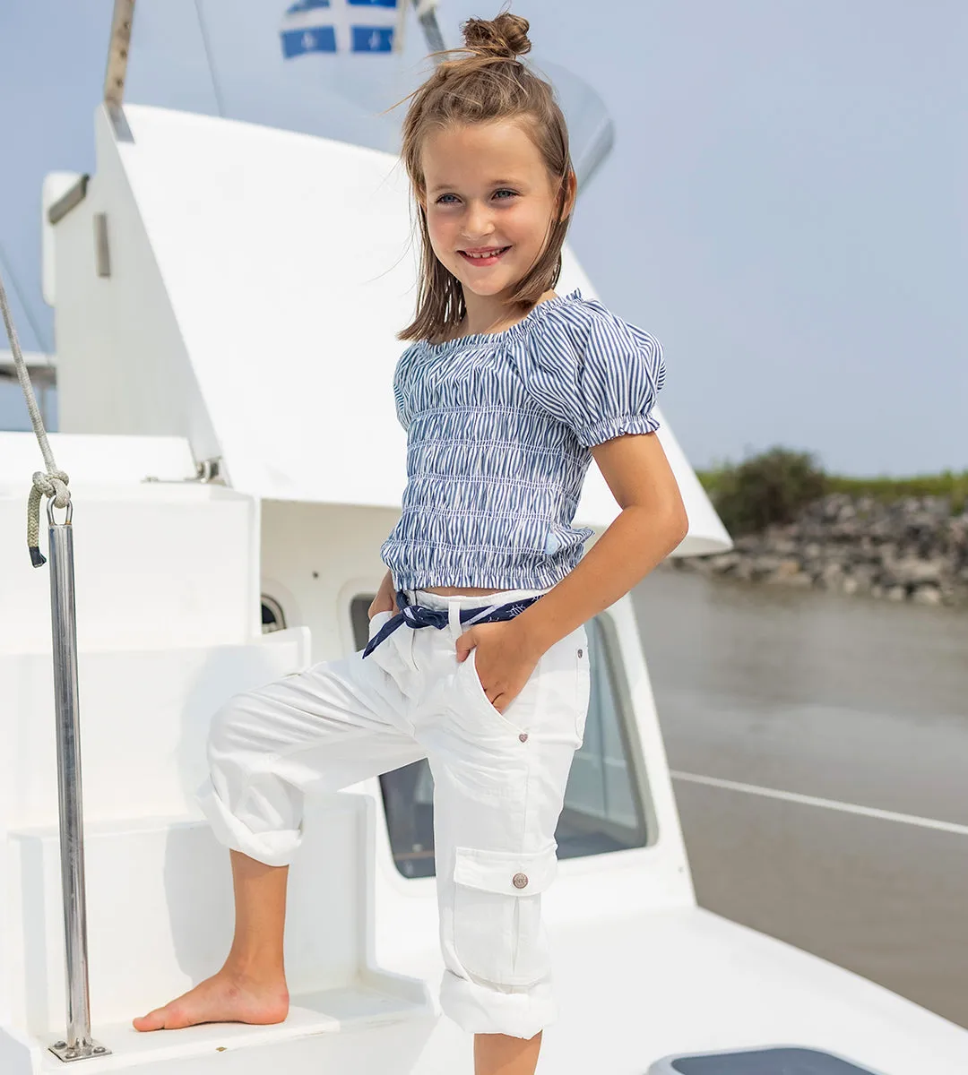 Blouse à rayures et nid d'abeille, enfant || Striped smocked blouse, child