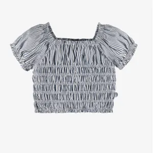 Blouse à rayures et nid d'abeille, enfant || Striped smocked blouse, child