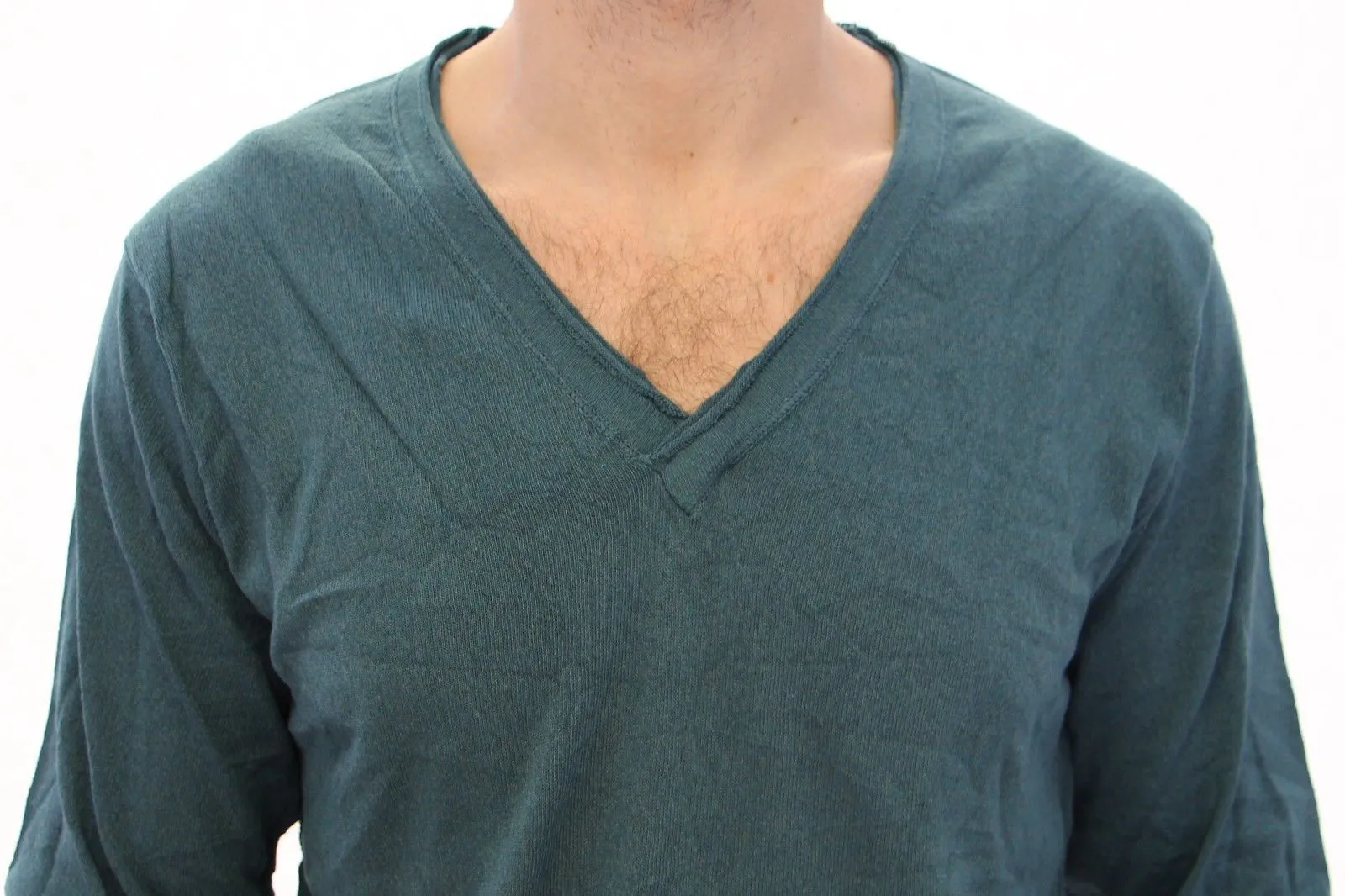 Blue Cotton Logo V-neck Sweater