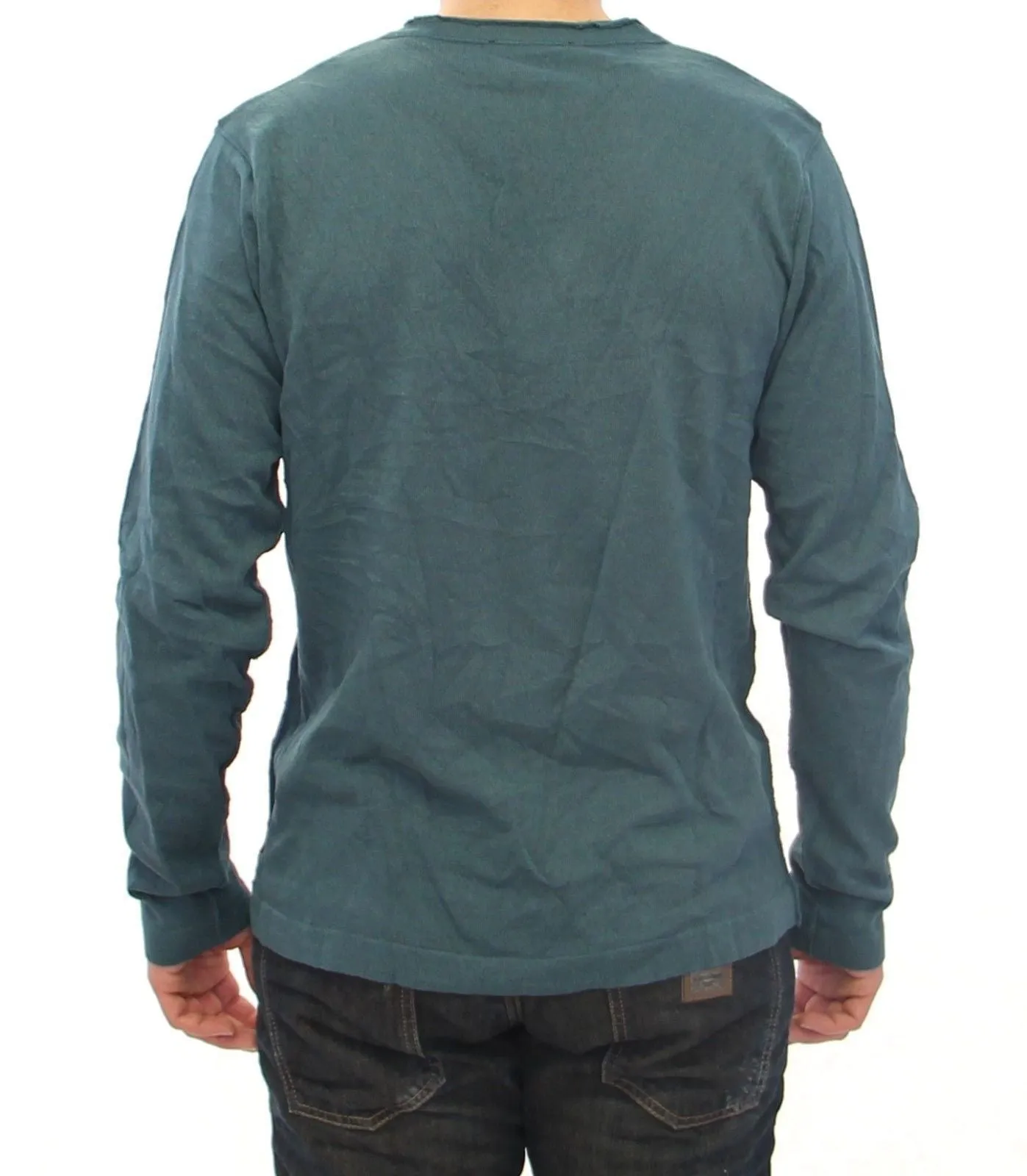 Blue Cotton Logo V-neck Sweater