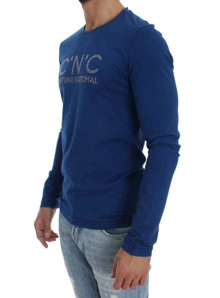 Blue Cotton Pullover Sweater