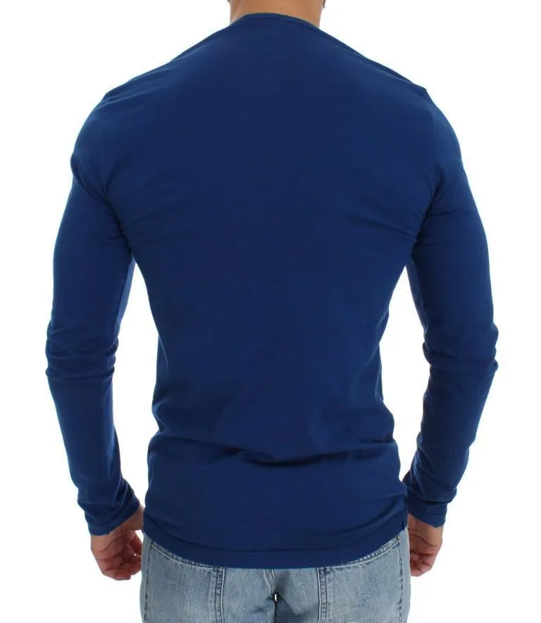 Blue Cotton Pullover Sweater