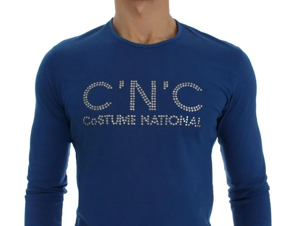 Blue Cotton Pullover Sweater