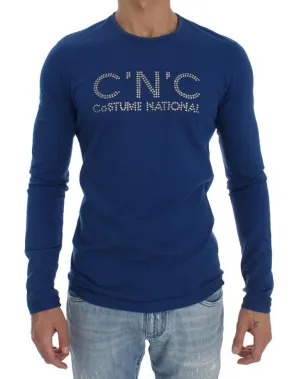 Blue Cotton Pullover Sweater