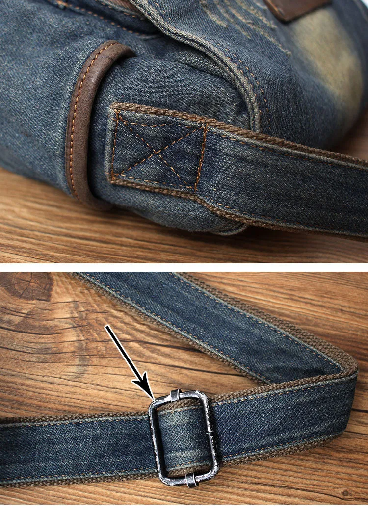 Blue Denim Mens Small Side Bags Denim Small Messenger Bag Vintage Denim Crossbody Bag For Women