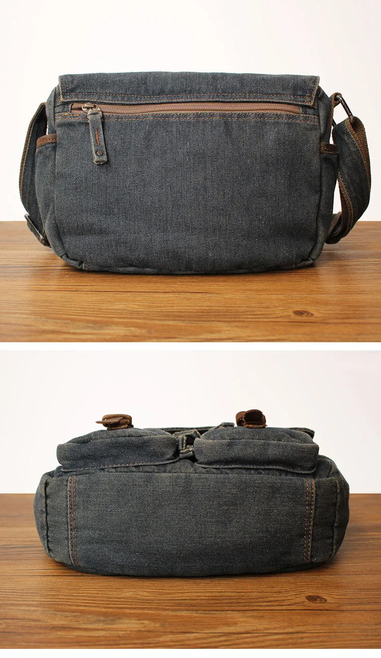 Blue Denim Mens Small Side Bags Denim Small Messenger Bag Vintage Denim Crossbody Bag For Women