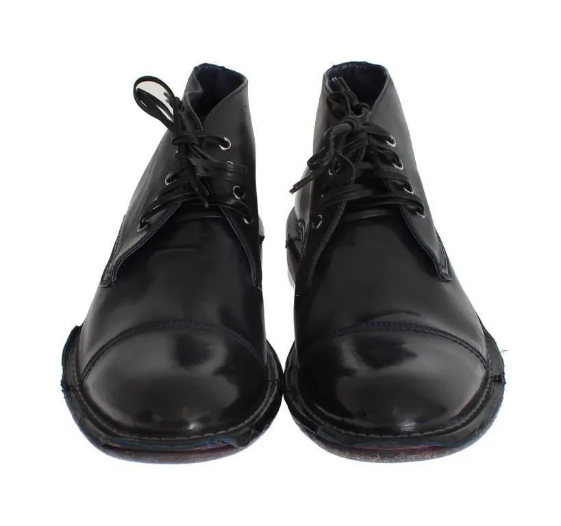 Blue Leather Ankle Chukka Boots