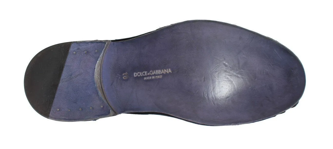 Blue Leather Ankle Chukka Boots