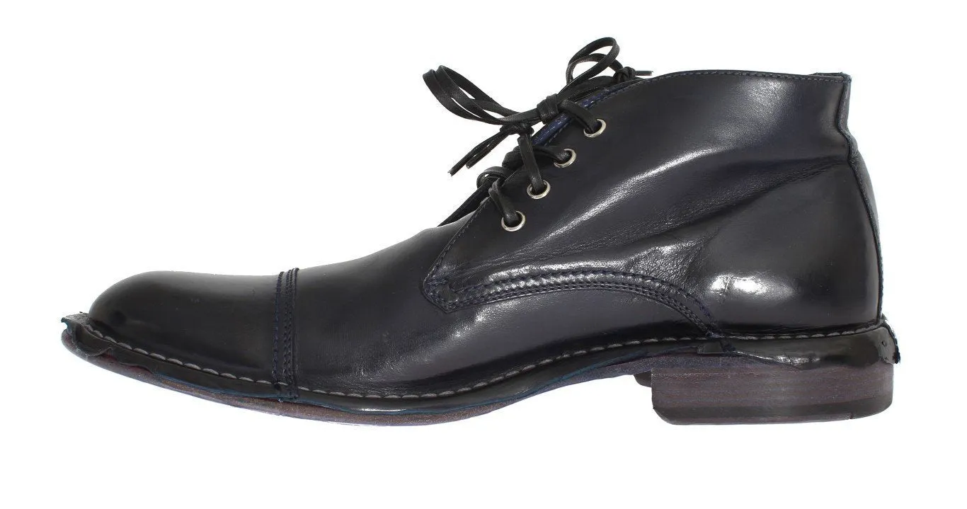 Blue Leather Ankle Chukka Boots
