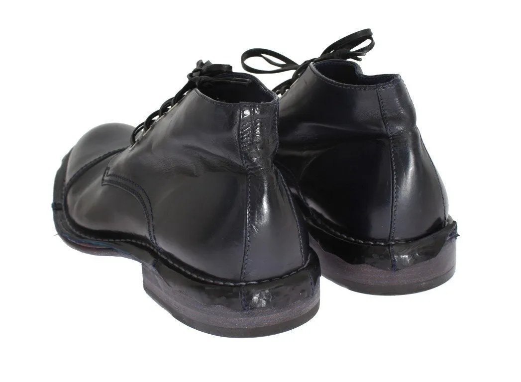 Blue Leather Ankle Chukka Boots