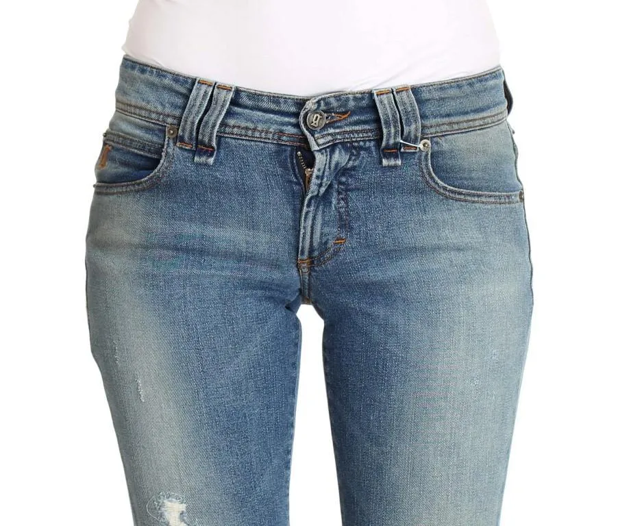 Blue Wash Cotton Stretch Flare Bootcut Jeans
