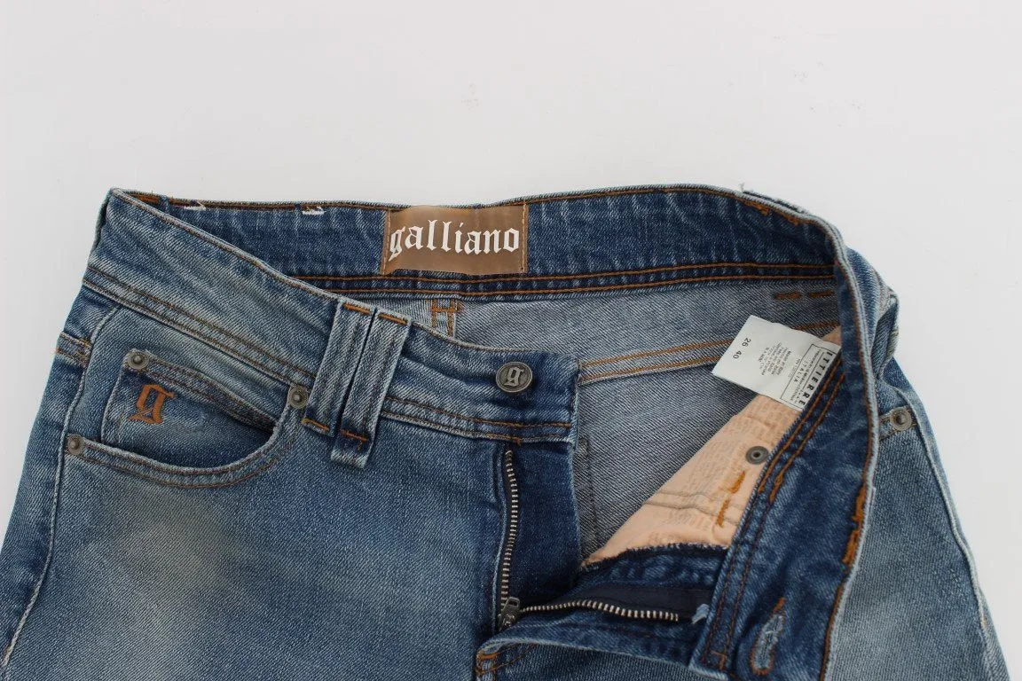 Blue Wash Cotton Stretch Flare Bootcut Jeans