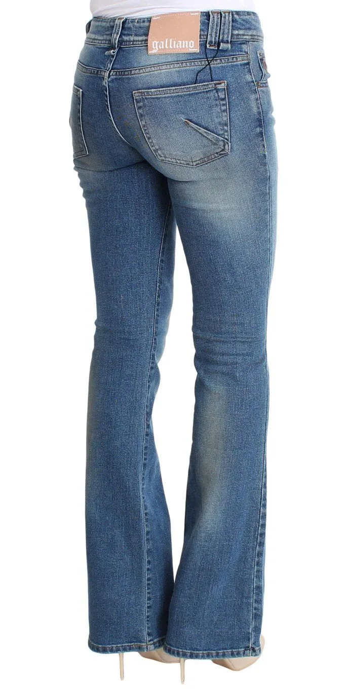 Blue Wash Cotton Stretch Flare Bootcut Jeans