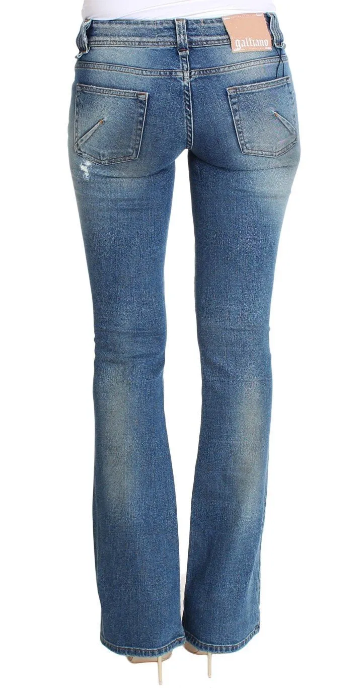 Blue Wash Cotton Stretch Flare Bootcut Jeans