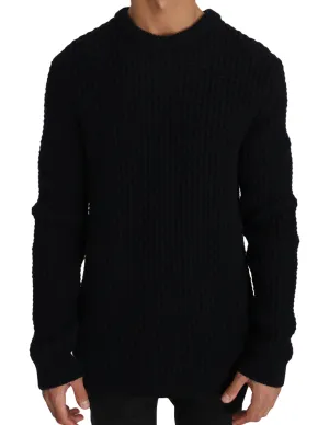 Blue Wool Crewneck Pullover Sweater