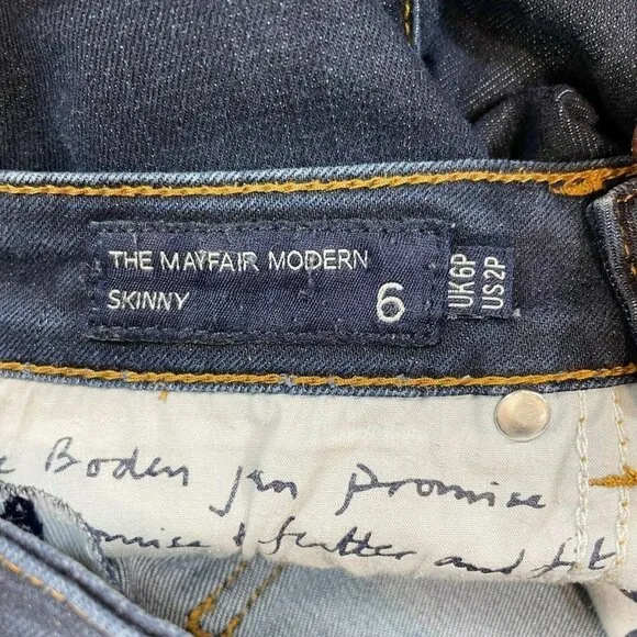 Boden Womens The Mayfair Modern Skinny Jeans Blue Petite 6 High Rise Dark Wash