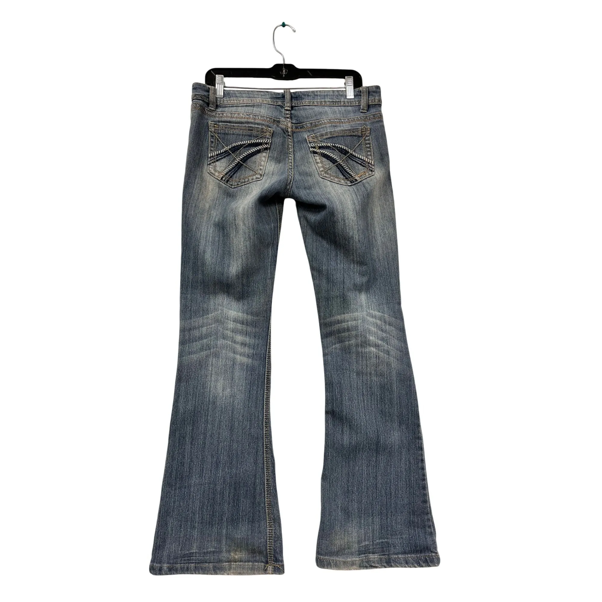 Bongo Womens Low Rise Distressed Bootcut Jeans #6200
