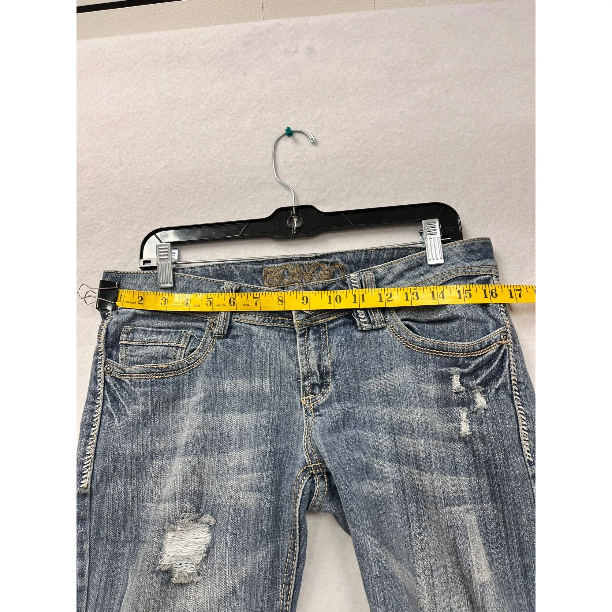 Bongo Womens Low Rise Distressed Bootcut Jeans #6200