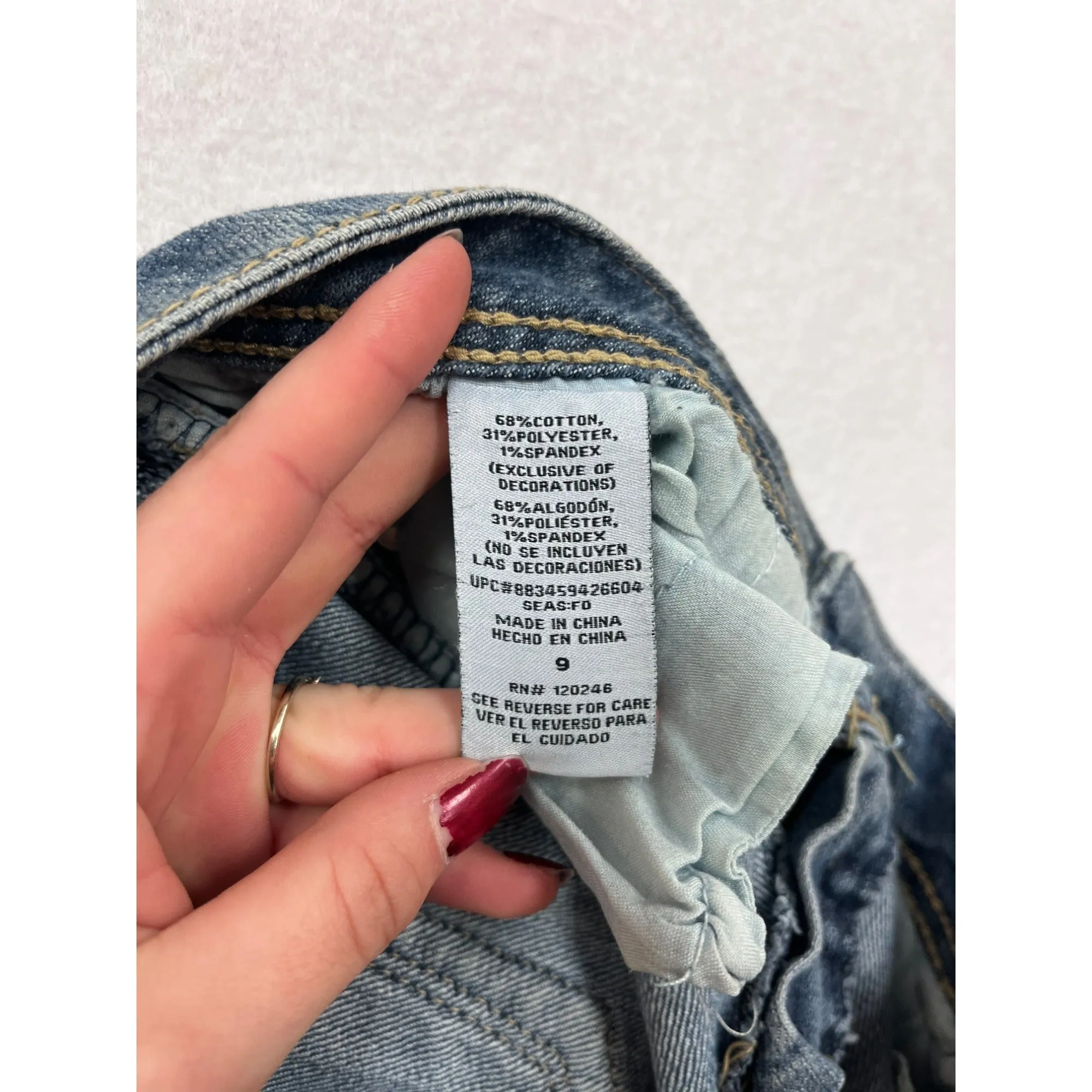 Bongo Womens Low Rise Distressed Bootcut Jeans #6200