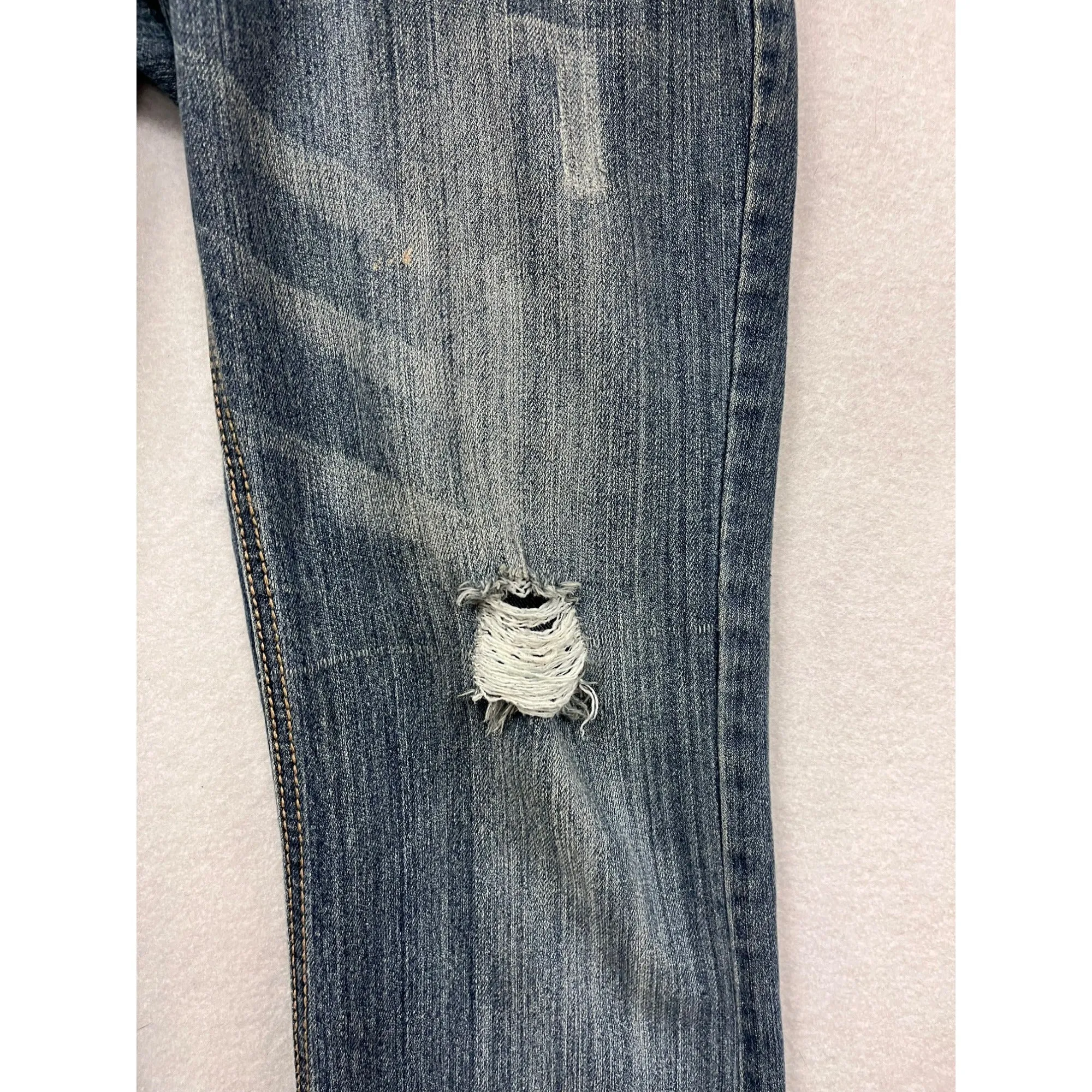 Bongo Womens Low Rise Distressed Bootcut Jeans #6200