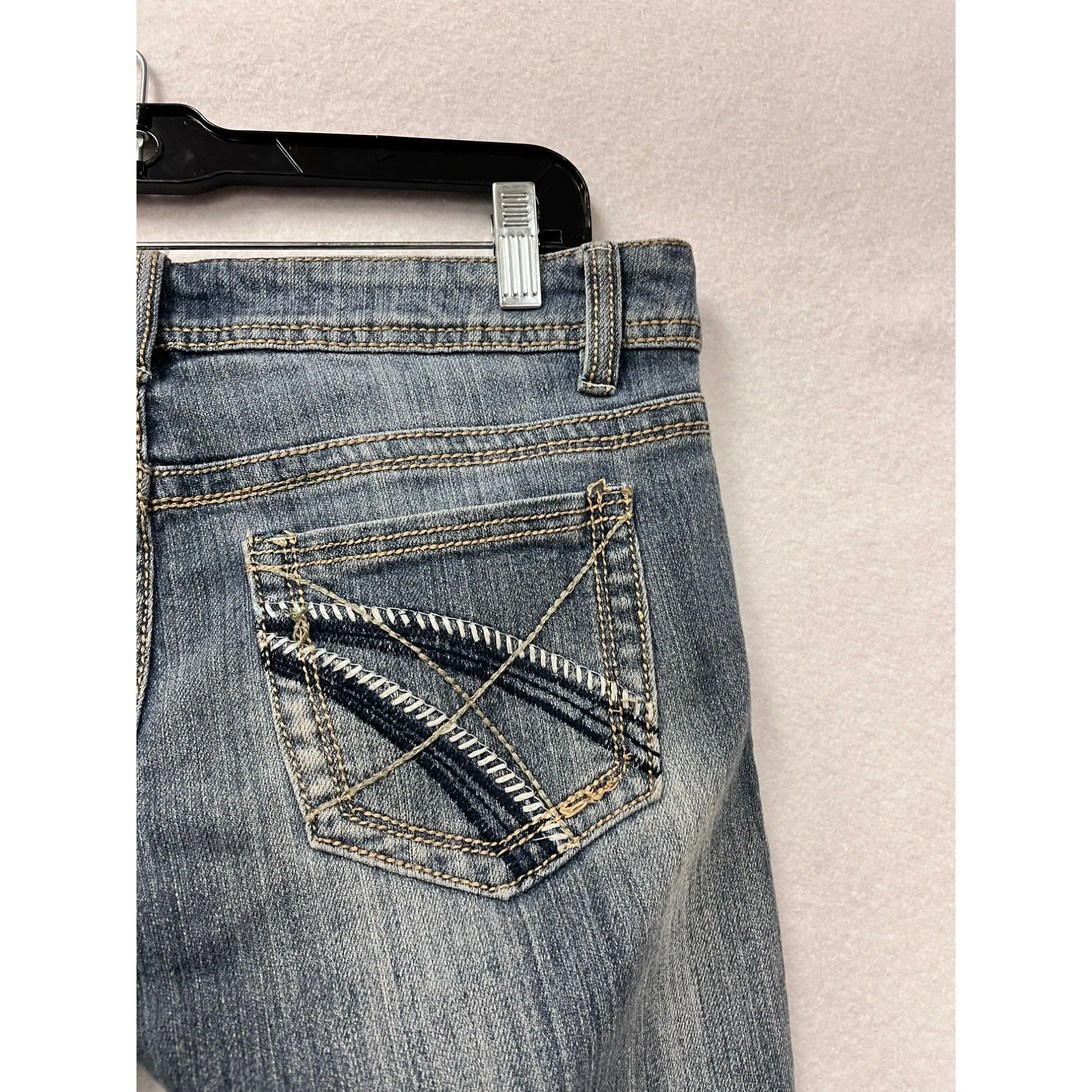 Bongo Womens Low Rise Distressed Bootcut Jeans #6200