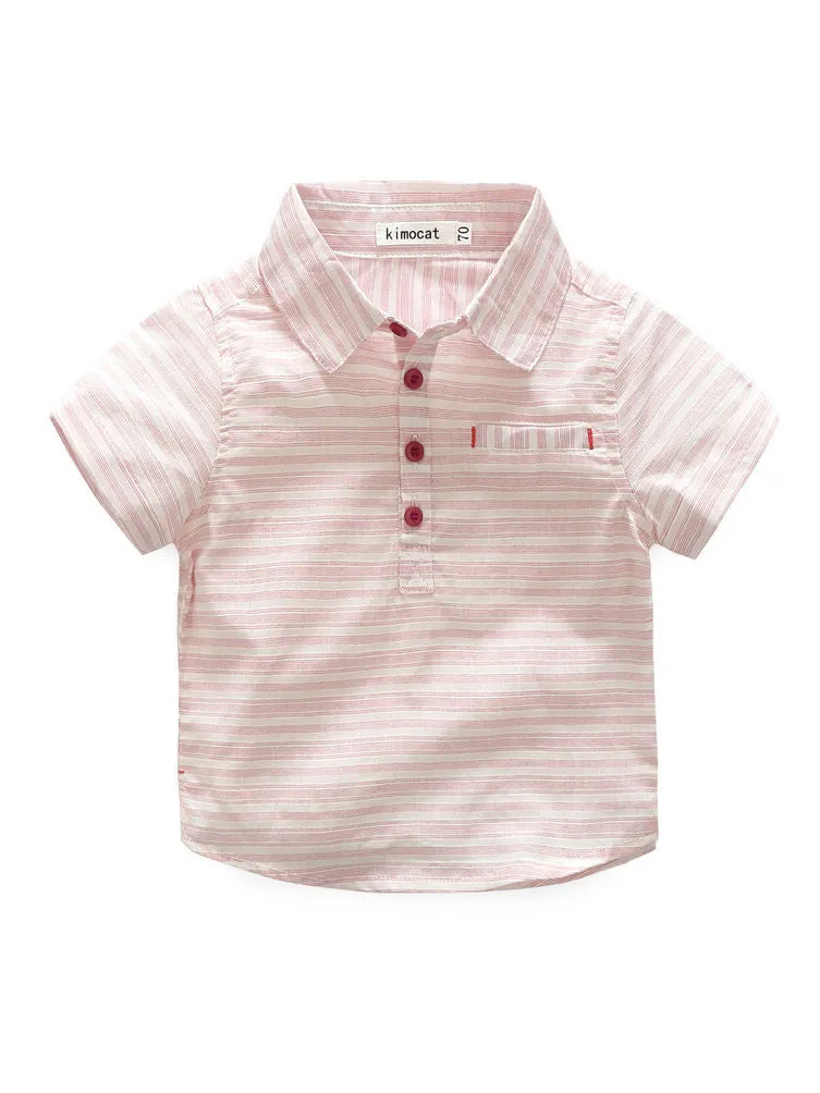 Boys Cotton Striped Shirt With Shorts