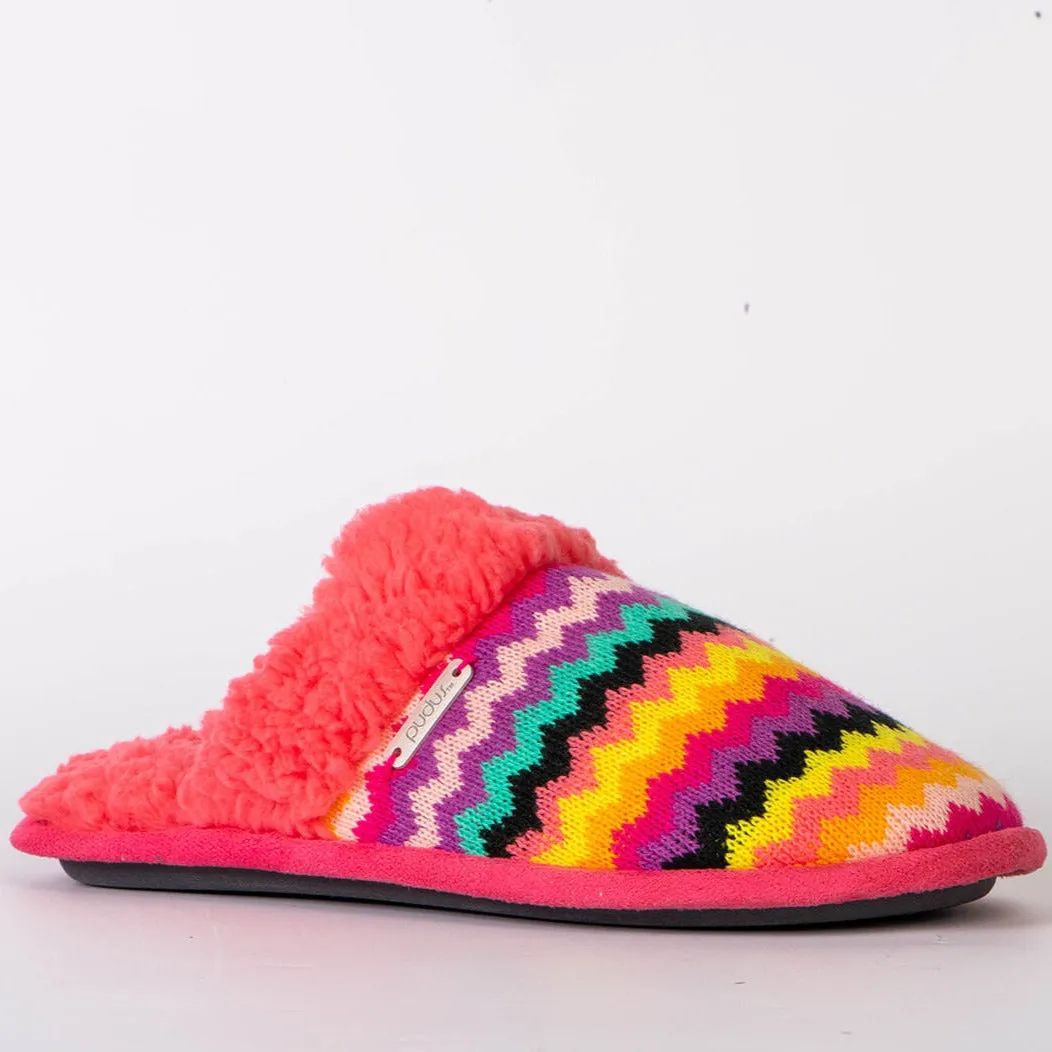 Bright Creekside Slide Slippers | Coral Chevron