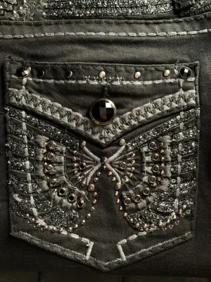 Brittany Black Denim Embroidered Bootcut Jeans