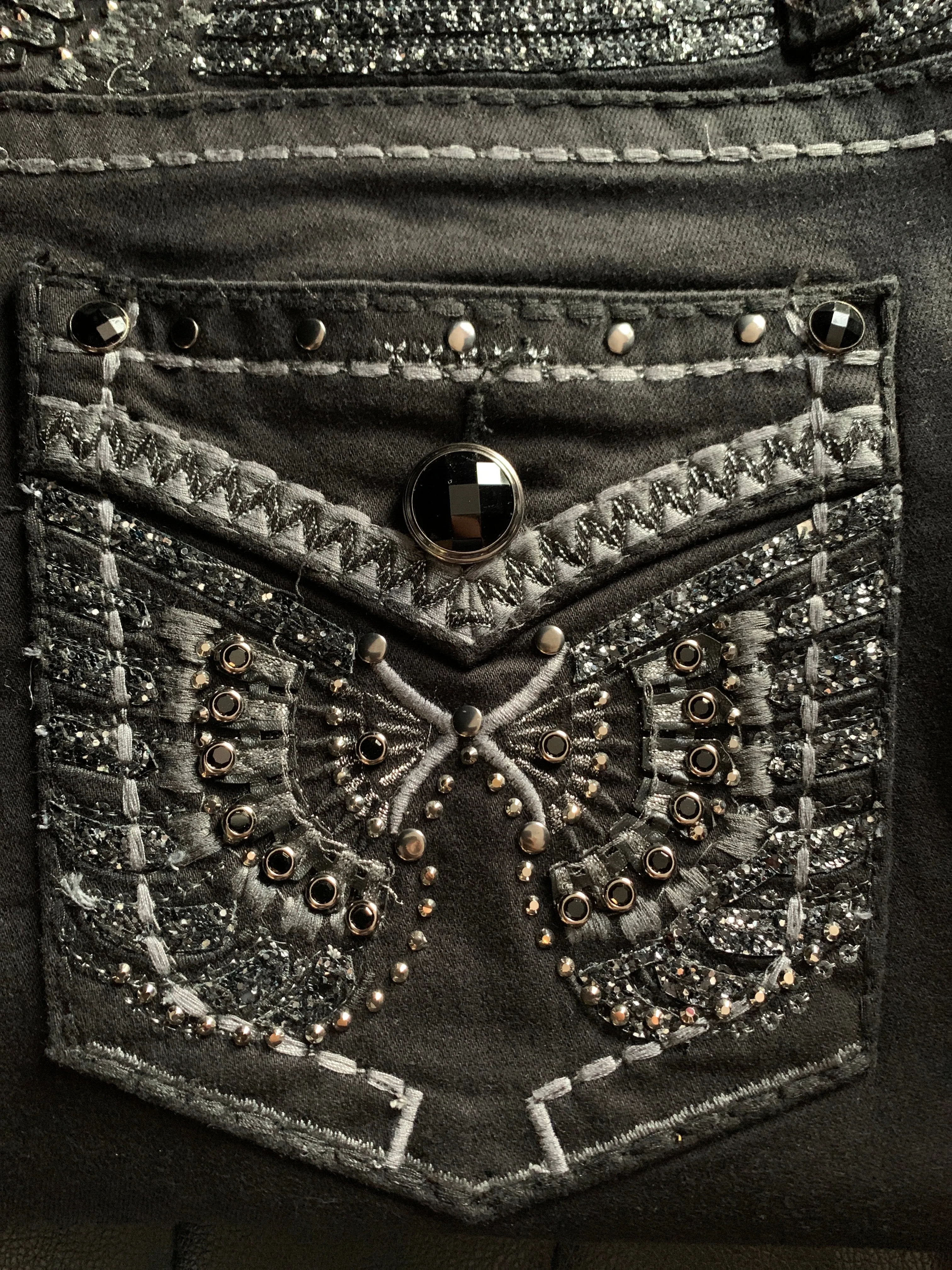 Brittany Black Denim Embroidered Bootcut Jeans