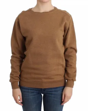 Brown crewneck cotton sweater