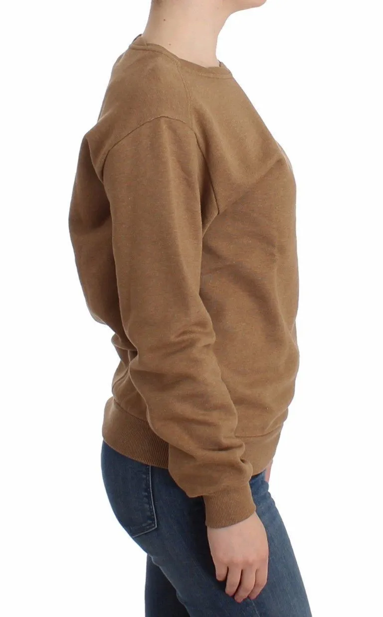Brown crewneck cotton sweater