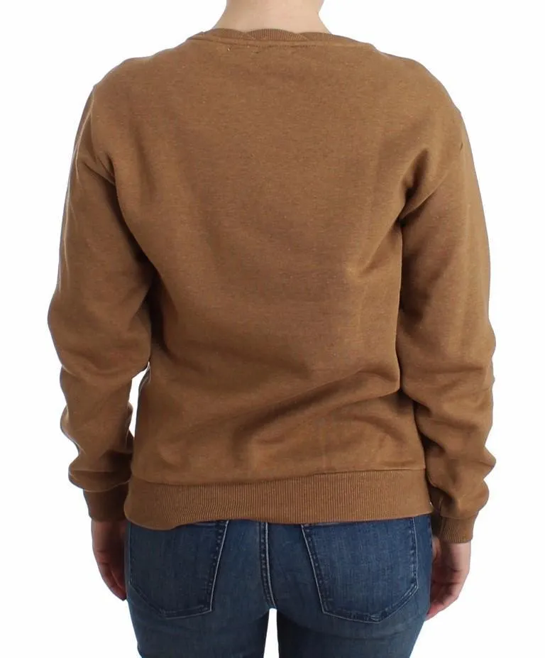 Brown crewneck cotton sweater