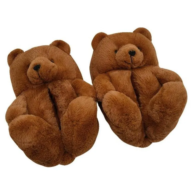 Brown Teddy Bear Slippers – Soft and Cozy Indoor Comfort