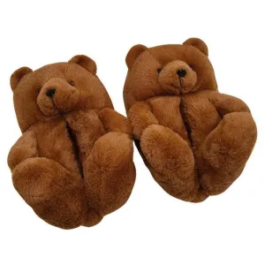 Brown Teddy Bear Slippers – Soft and Cozy Indoor Comfort
