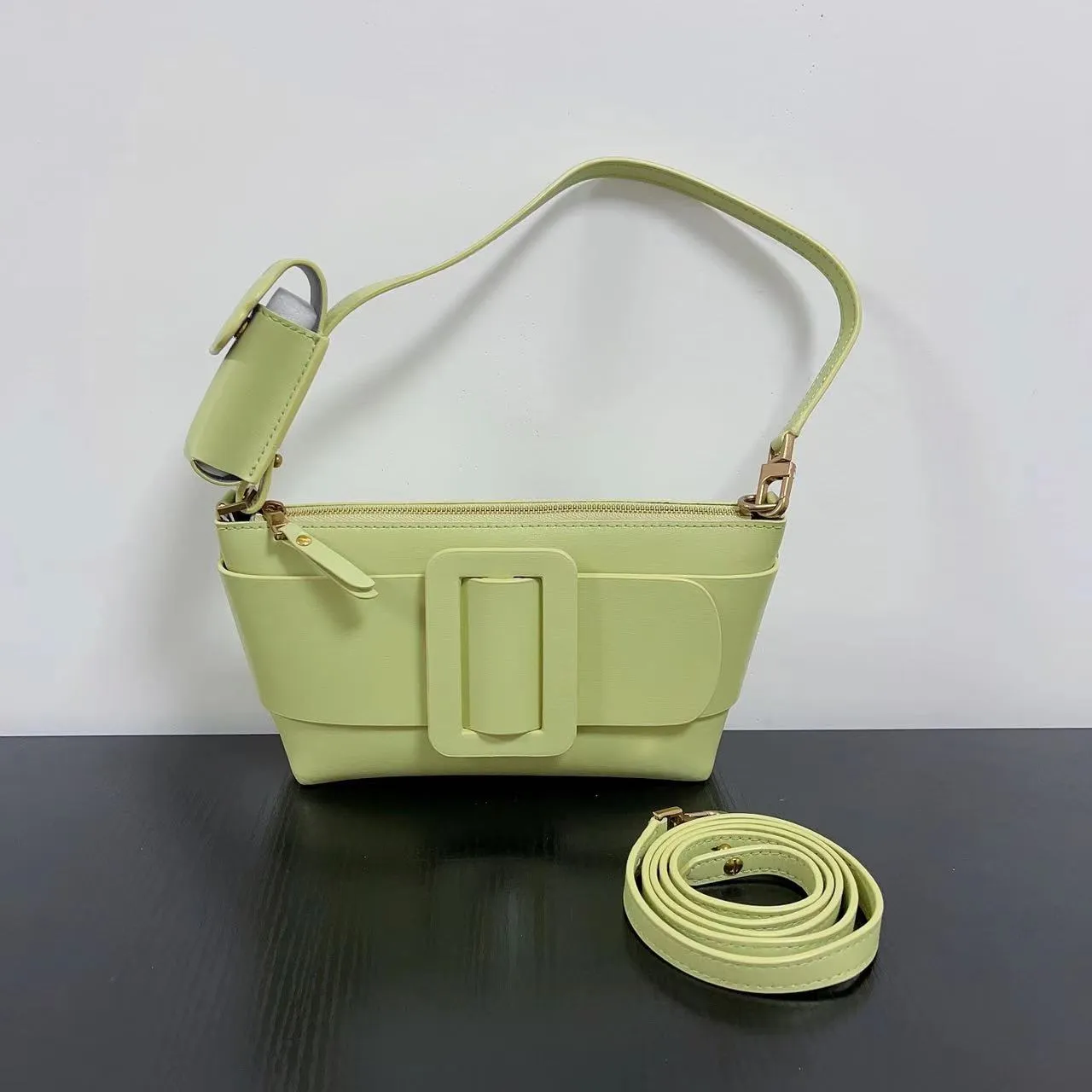 Buckle Cowhide Shoulder Bag