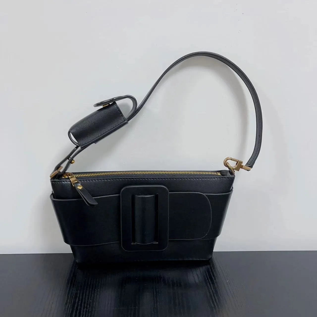 Buckle Cowhide Shoulder Bag