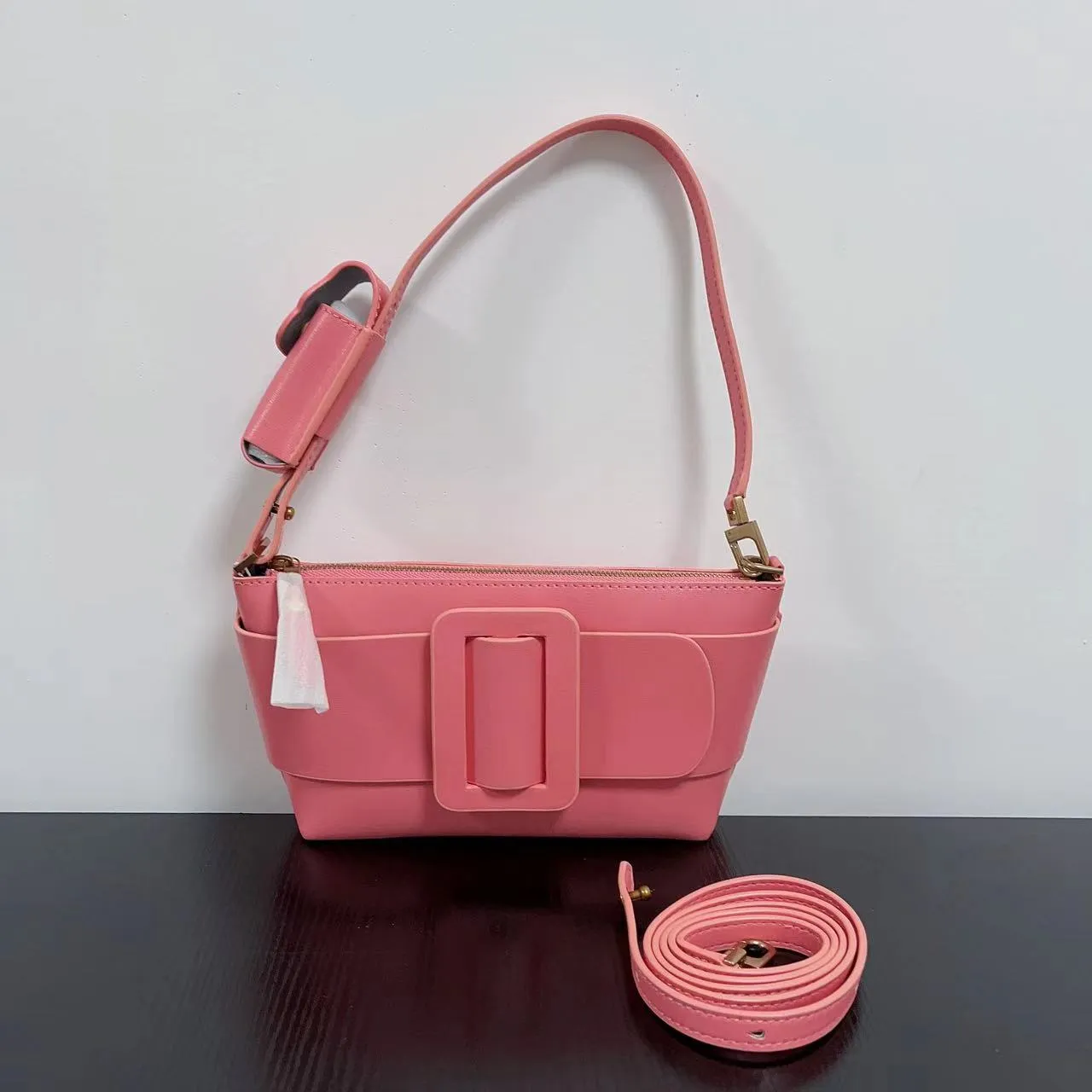Buckle Cowhide Shoulder Bag