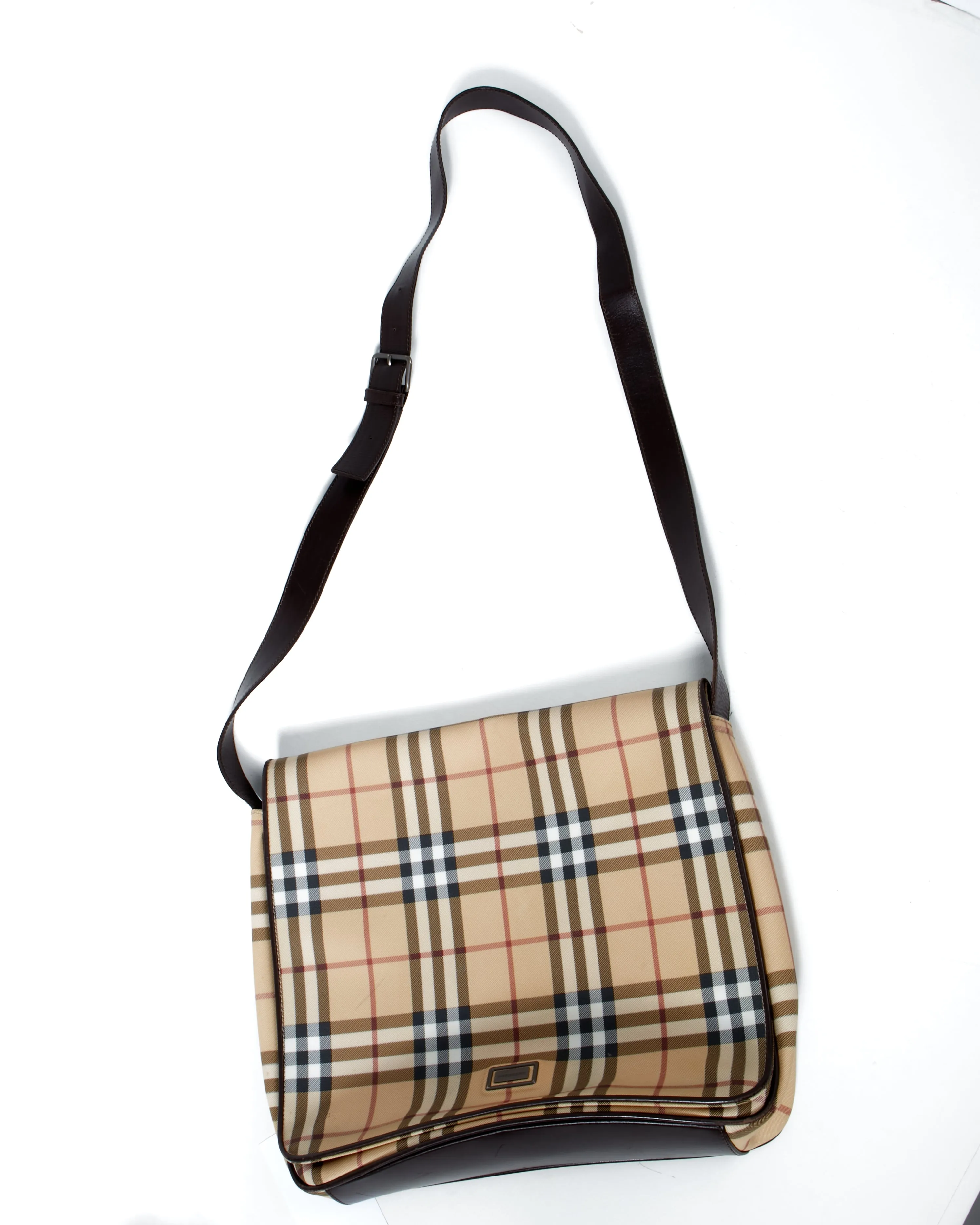 Burberry Beige House Check Canvas Messenger Bag