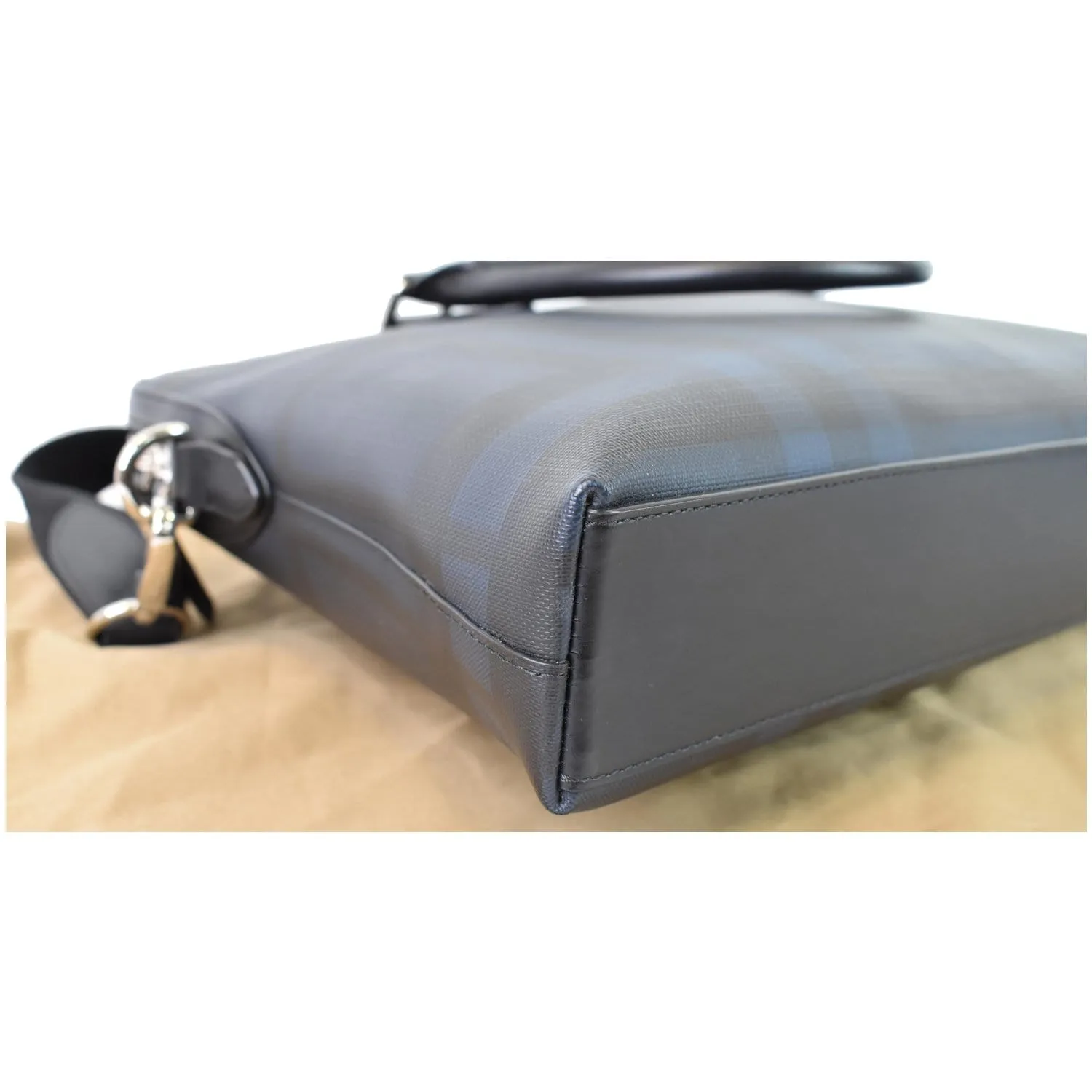 BURBERRY Hambleton London Check Briefcase Messenger Bag Blue