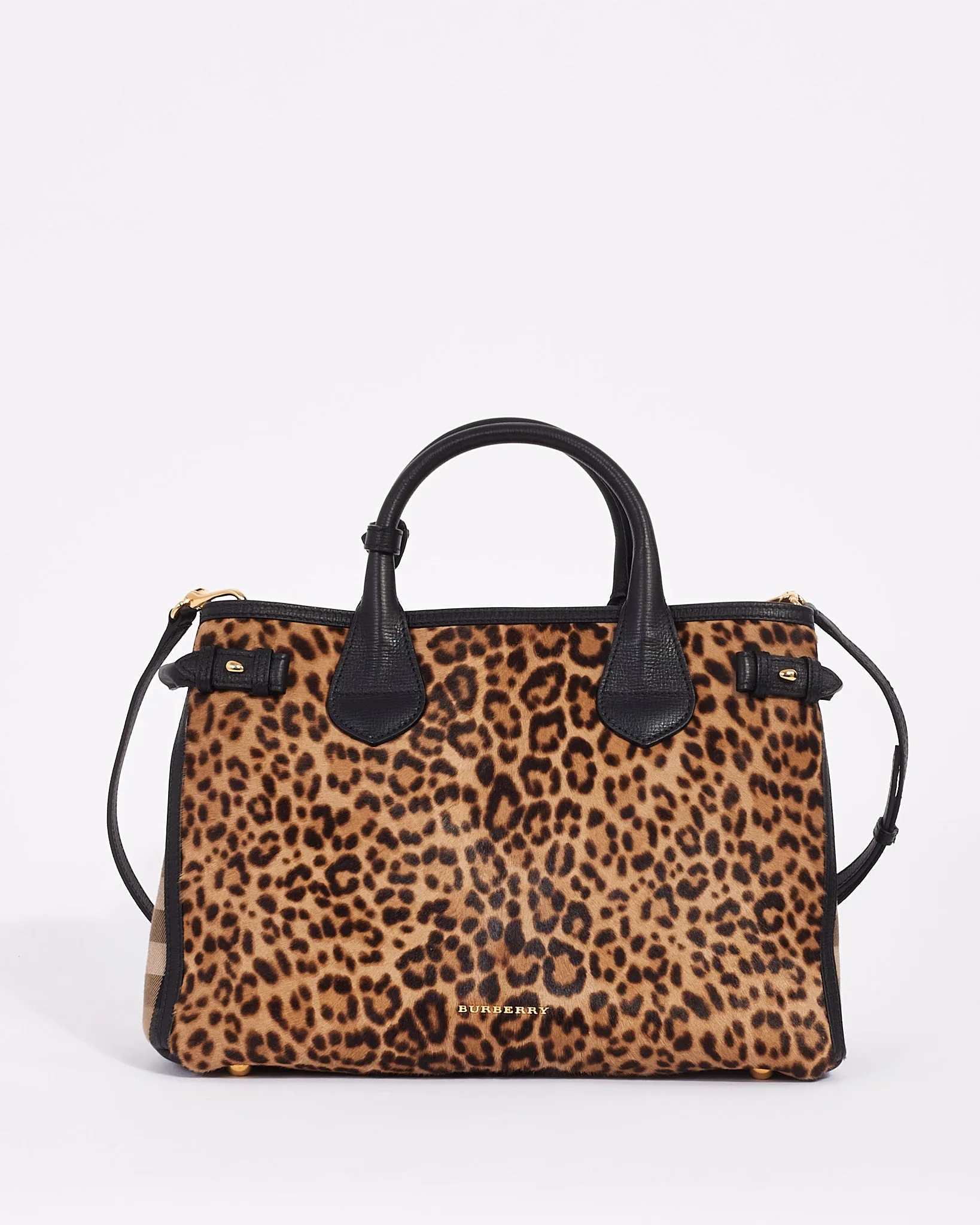 Burberry Leopard Calfhair Banner Tote Bag