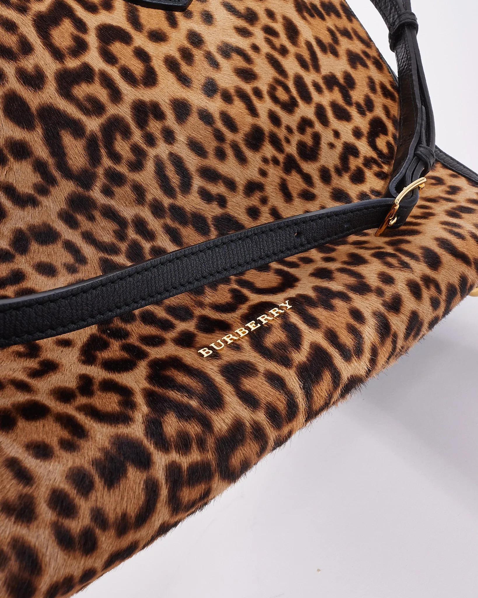 Burberry Leopard Calfhair Banner Tote Bag