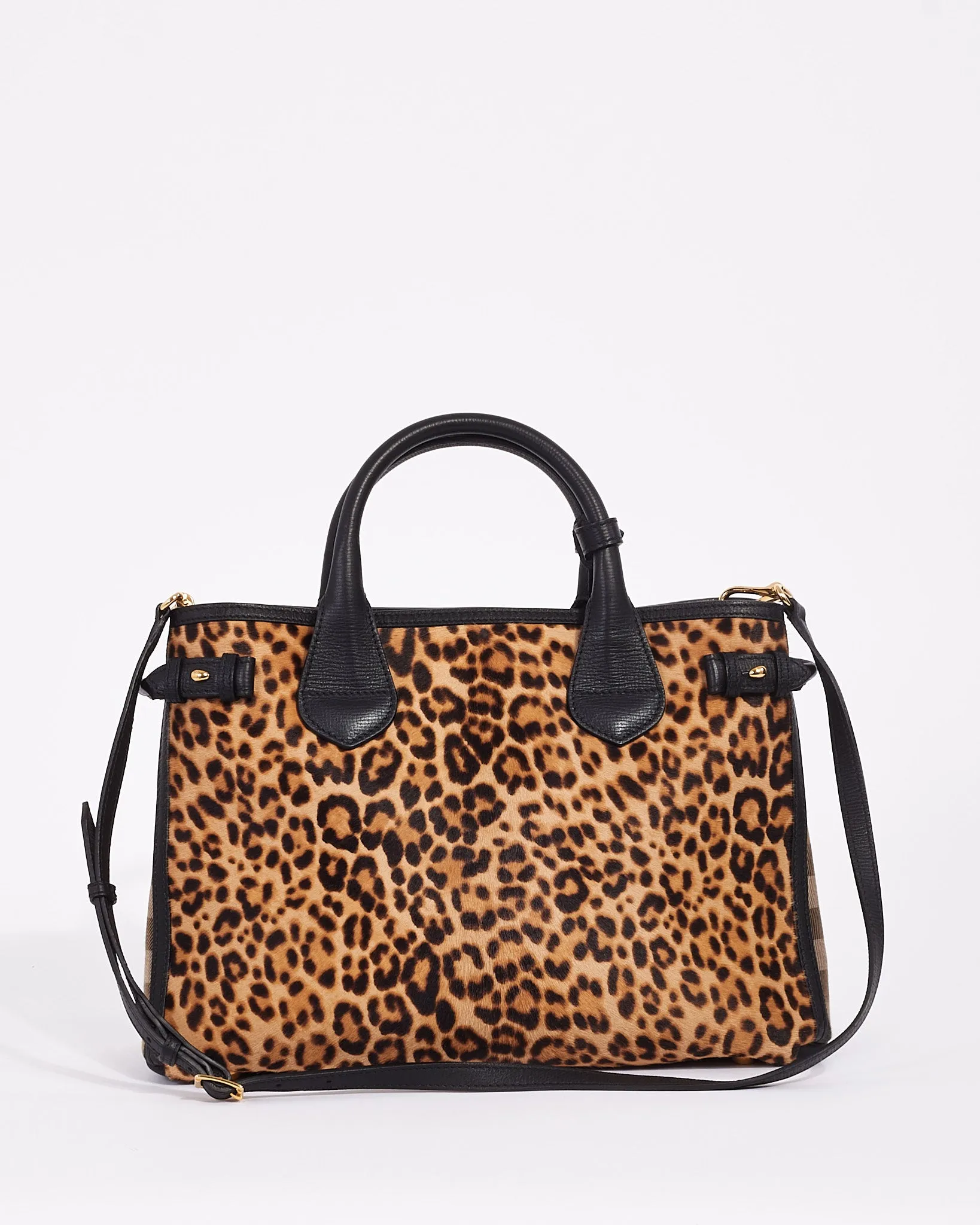 Burberry Leopard Calfhair Banner Tote Bag
