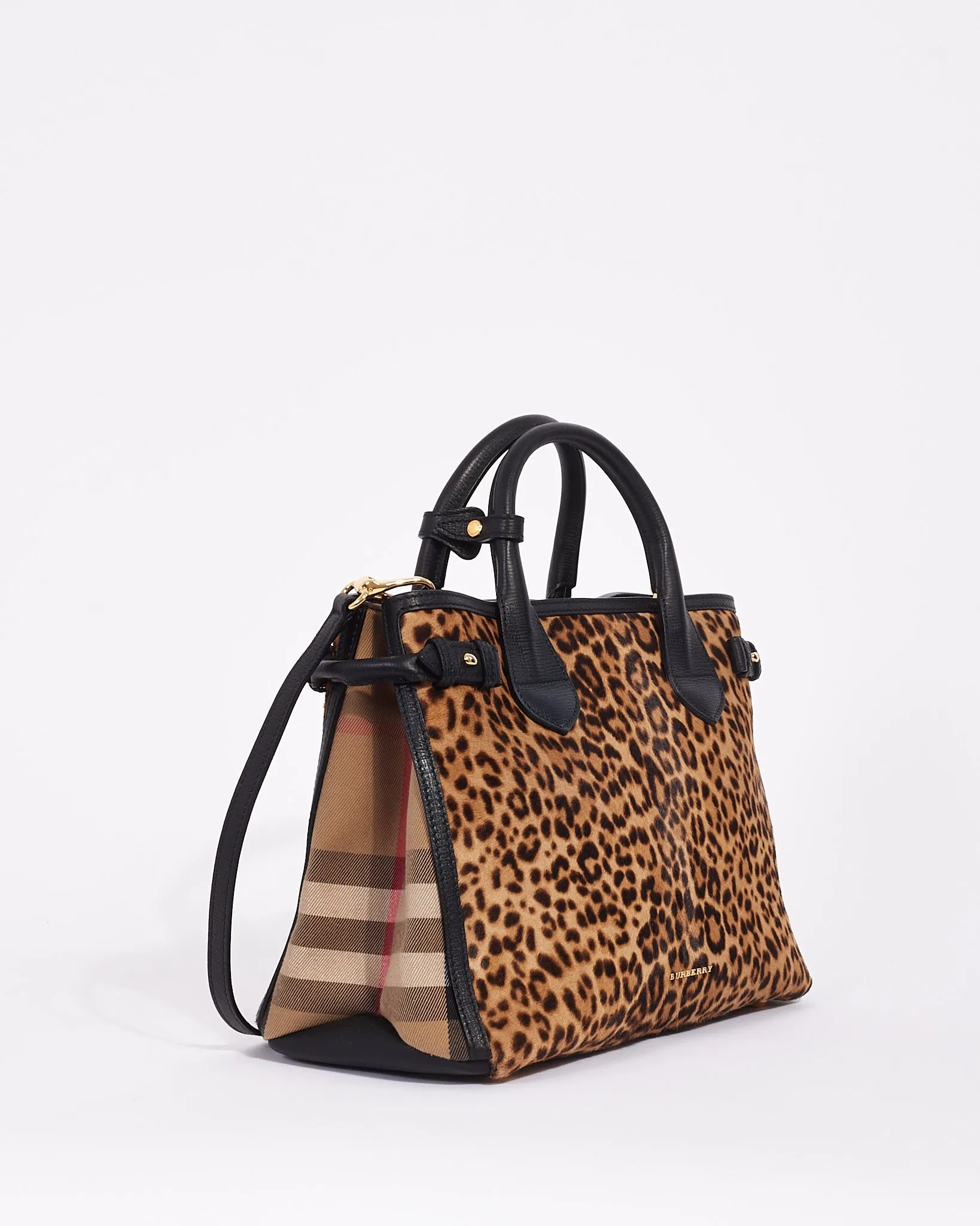 Burberry Leopard Calfhair Banner Tote Bag