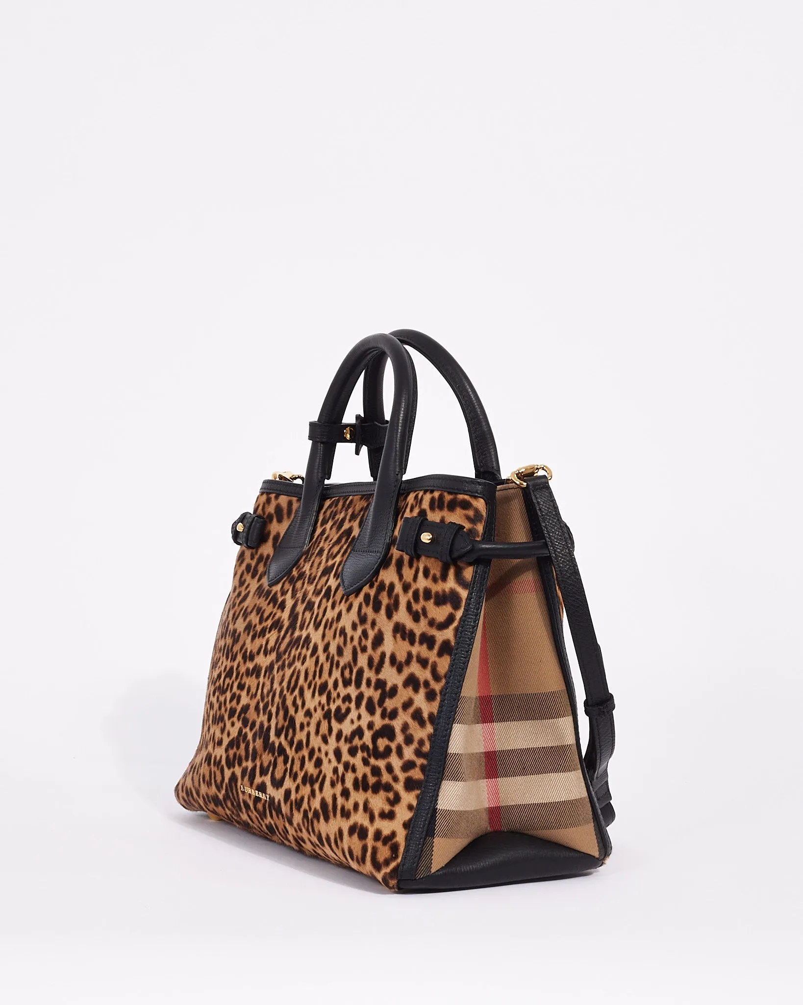 Burberry Leopard Calfhair Banner Tote Bag