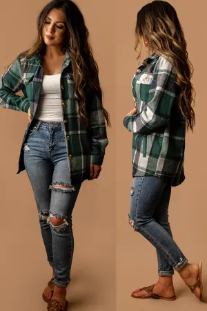 By Your Side Plaid Shacket (Hunter) | SIZE LARGE FINAL SALE